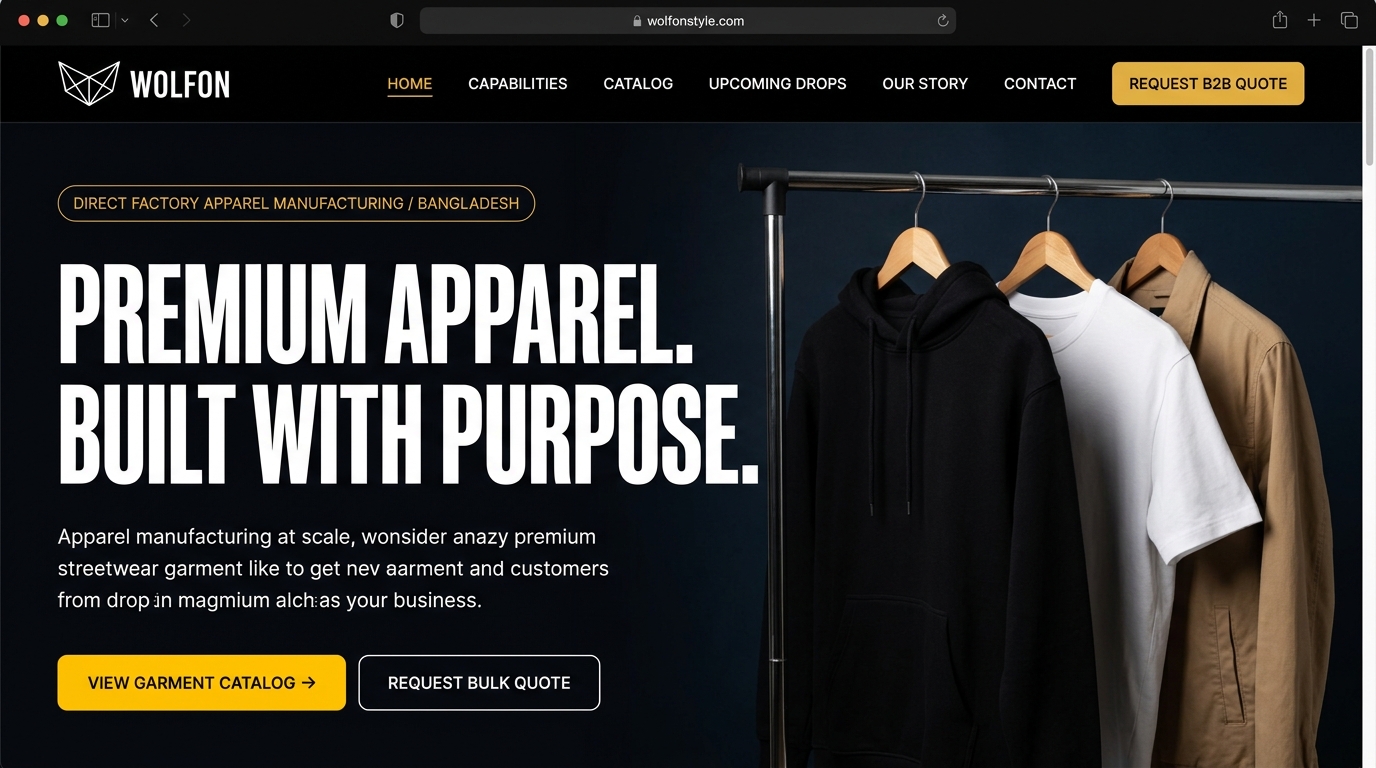 Wolfon Style - Premium Apparel Manufacturing Screenshot